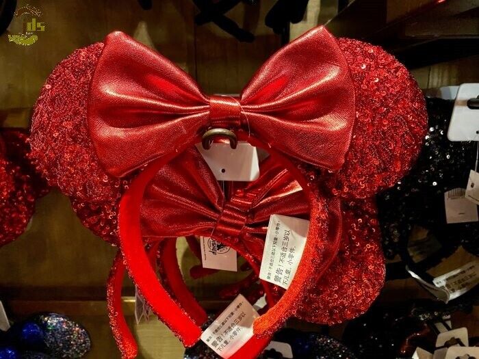 Disney Parks REDD Pirate Red Sequins Minnie Mouse Ears Bow Headband NEW