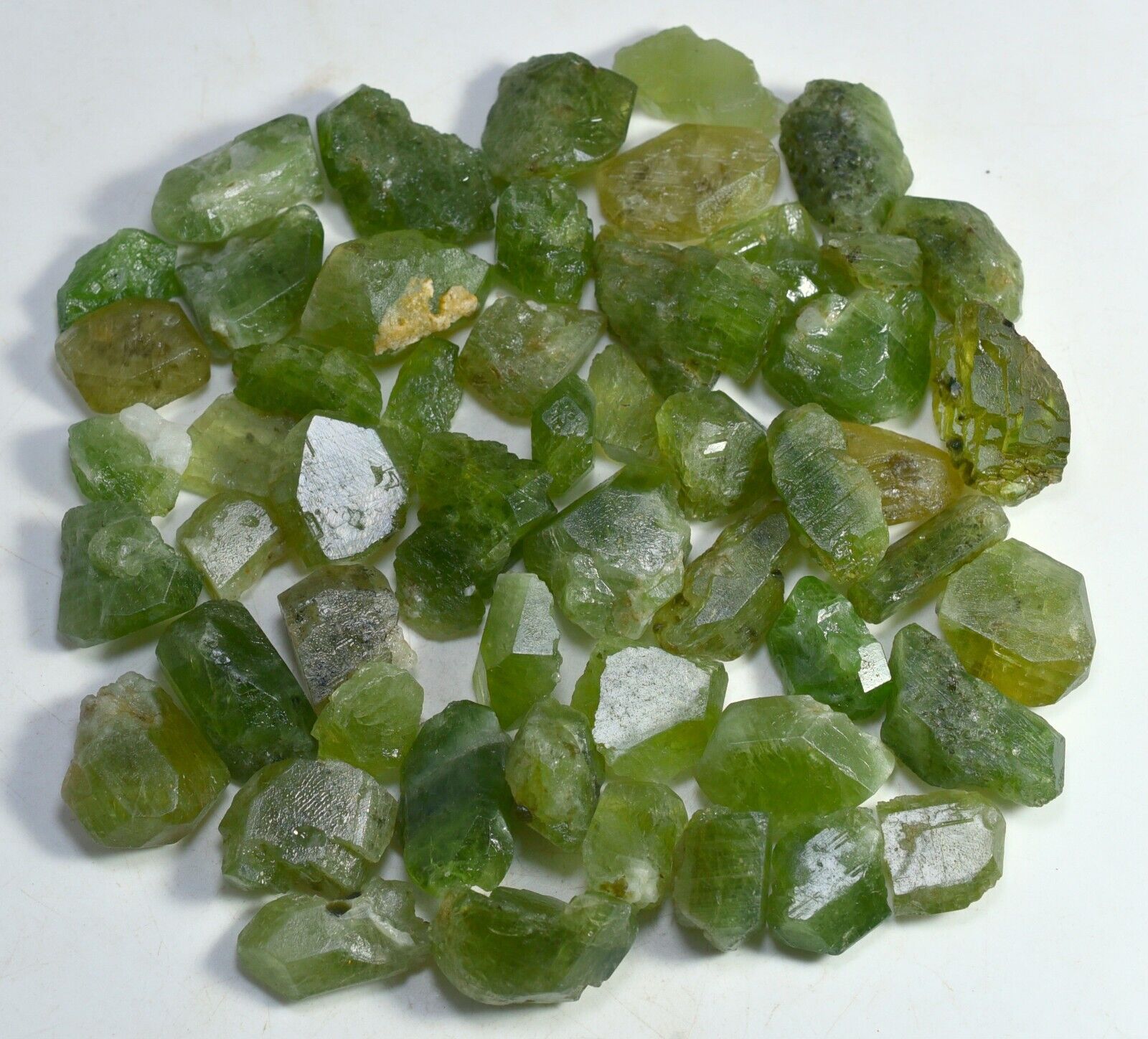 200 GM Faceted Transparent Natural Green DIOPSIDE Crystals Lot From Afghanistan