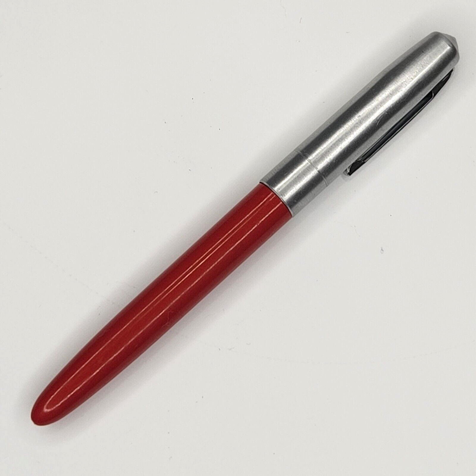 Vintage WEAREVER Fountain Pen Red Silver Cap Stainless Steel Tip Made in USA