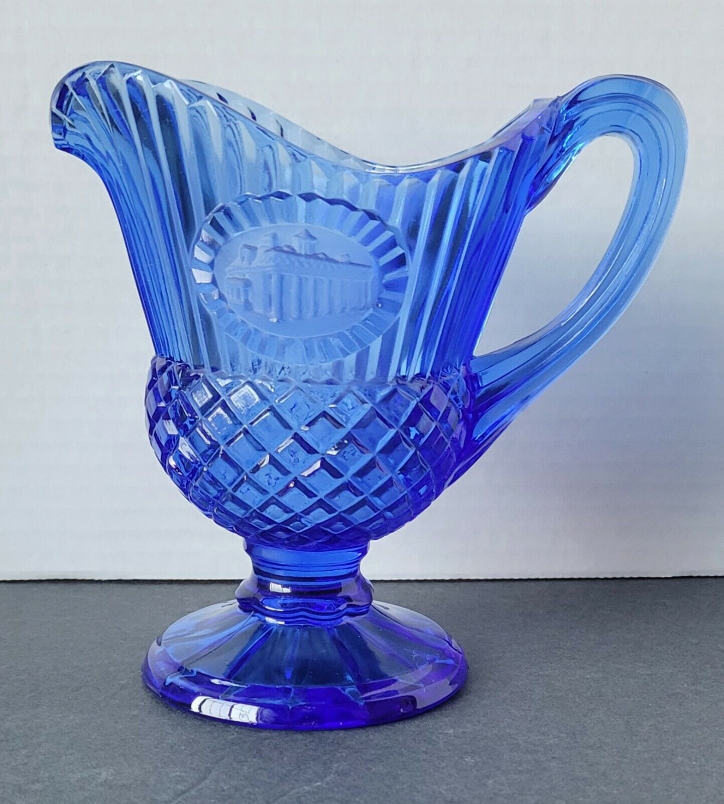 Vintage Fostoria Avon Cobalt Blue Mount Vernon Small Glass Pitcher