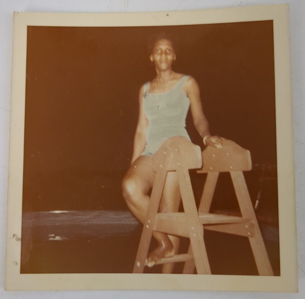 VTG 1970s Found Photograph Photo African American Woman Beach Night Moonlight