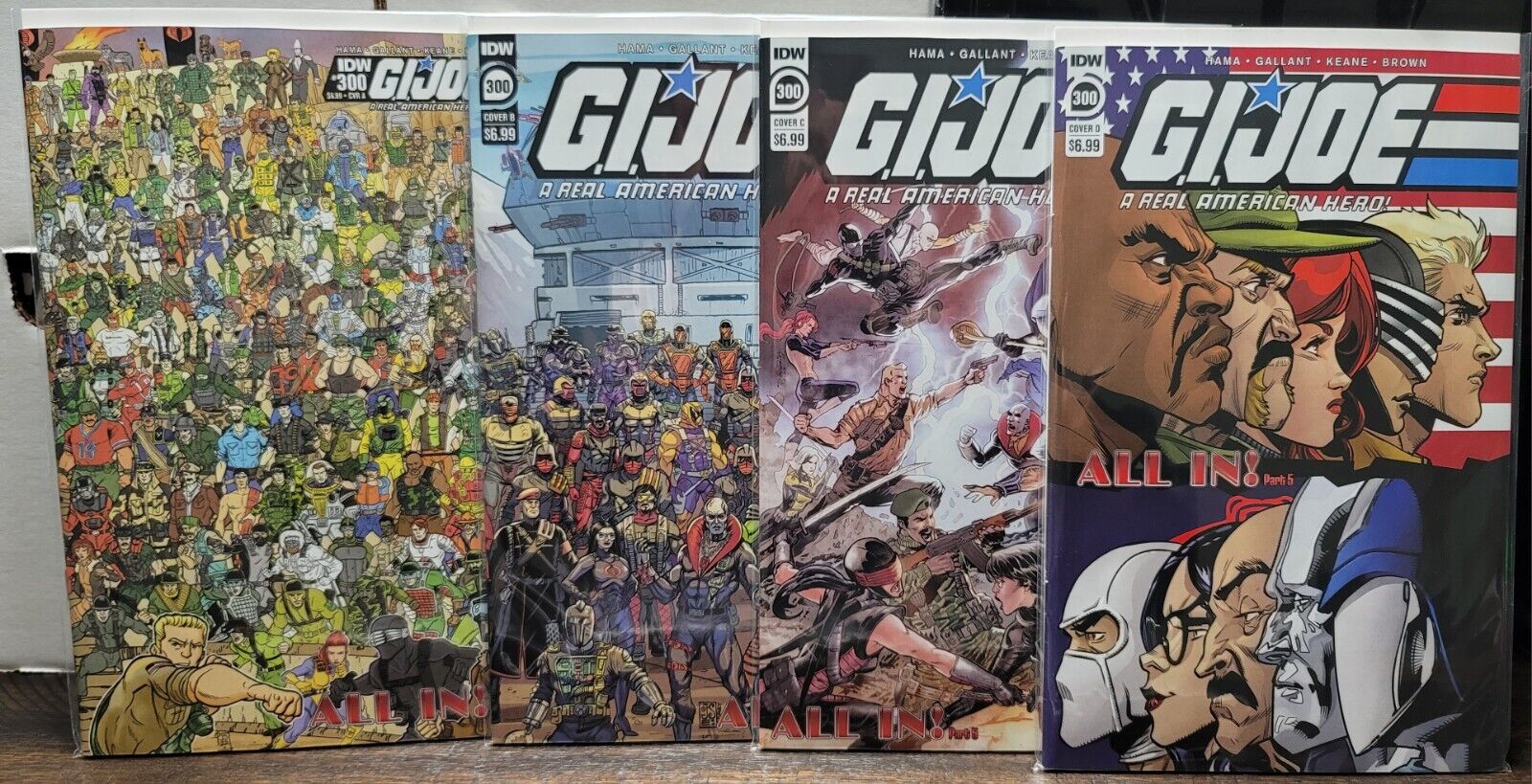 GI Joe A Real American Hero #300 4 Covers, A, B, C, & D All 4 Main Covers