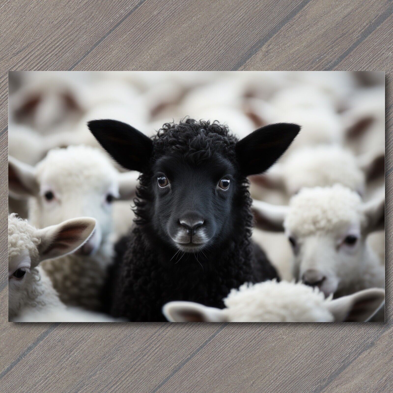POSTCARD: Lone Black Sheep - A Standout in a Sea of White Flock 🐑🖤