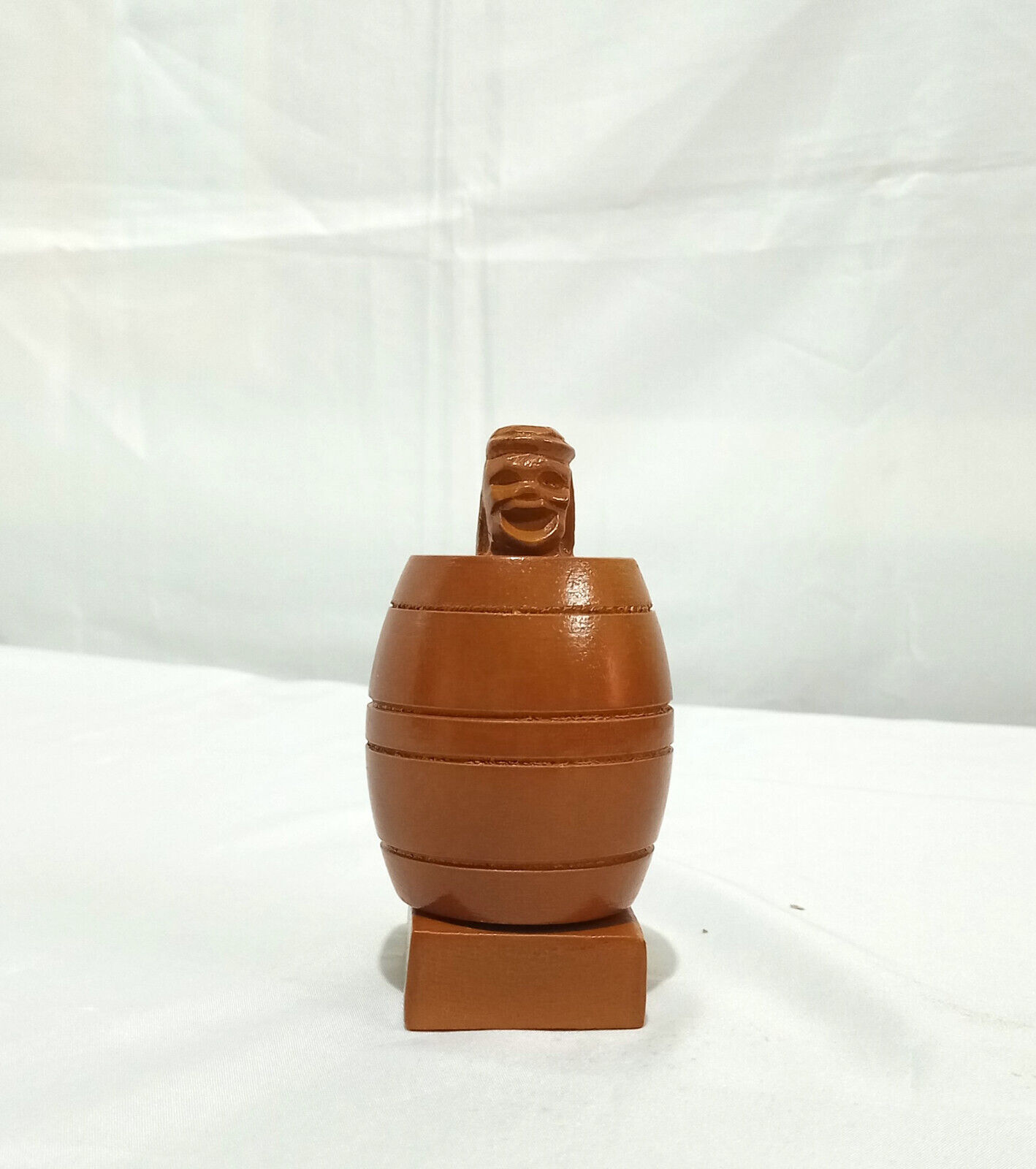Small Wooden Barrel Man Figurine Made in Philippines, Funny Souvenir Gift Ideas