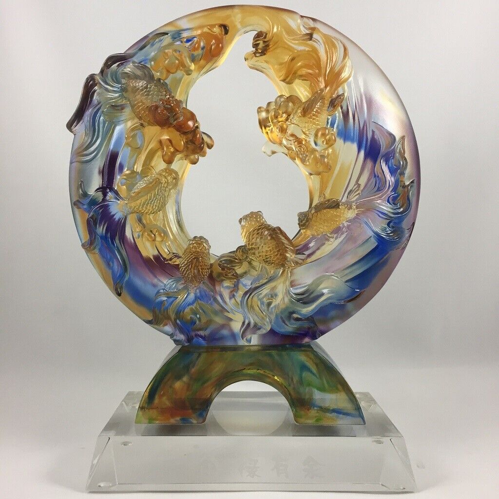 Amore Jewell Abundant Fu Lu - Goldfish ~ Fengshui Ornament Liuli Crystal Glass 