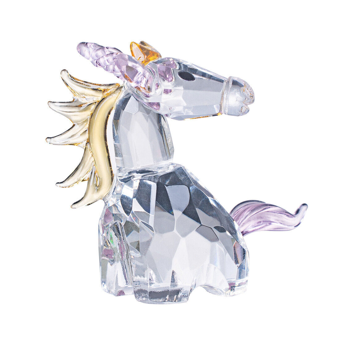 Crystal Unicorn Figurine Collectible Cut Glass Animal Ornament Home Decor