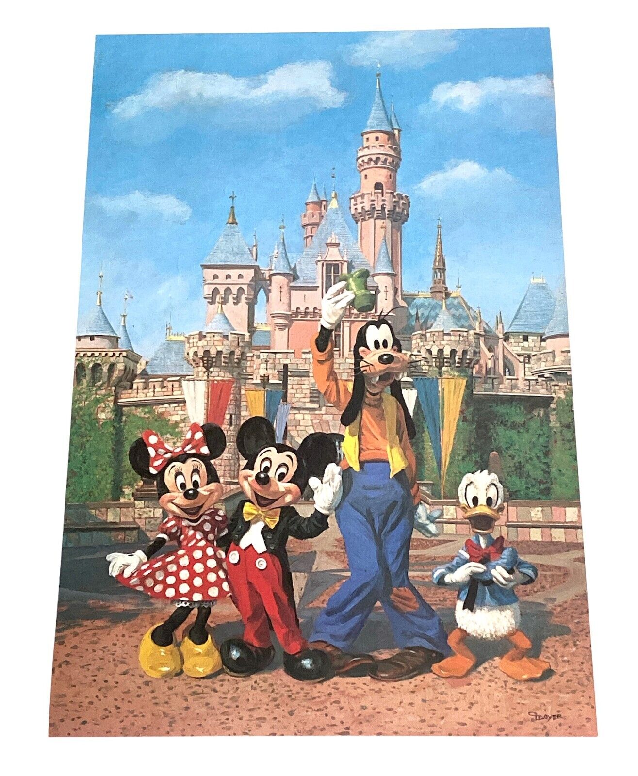 Vintage Disneyland Charles Boyer Poster Lithograph Castle Mickey Minnie