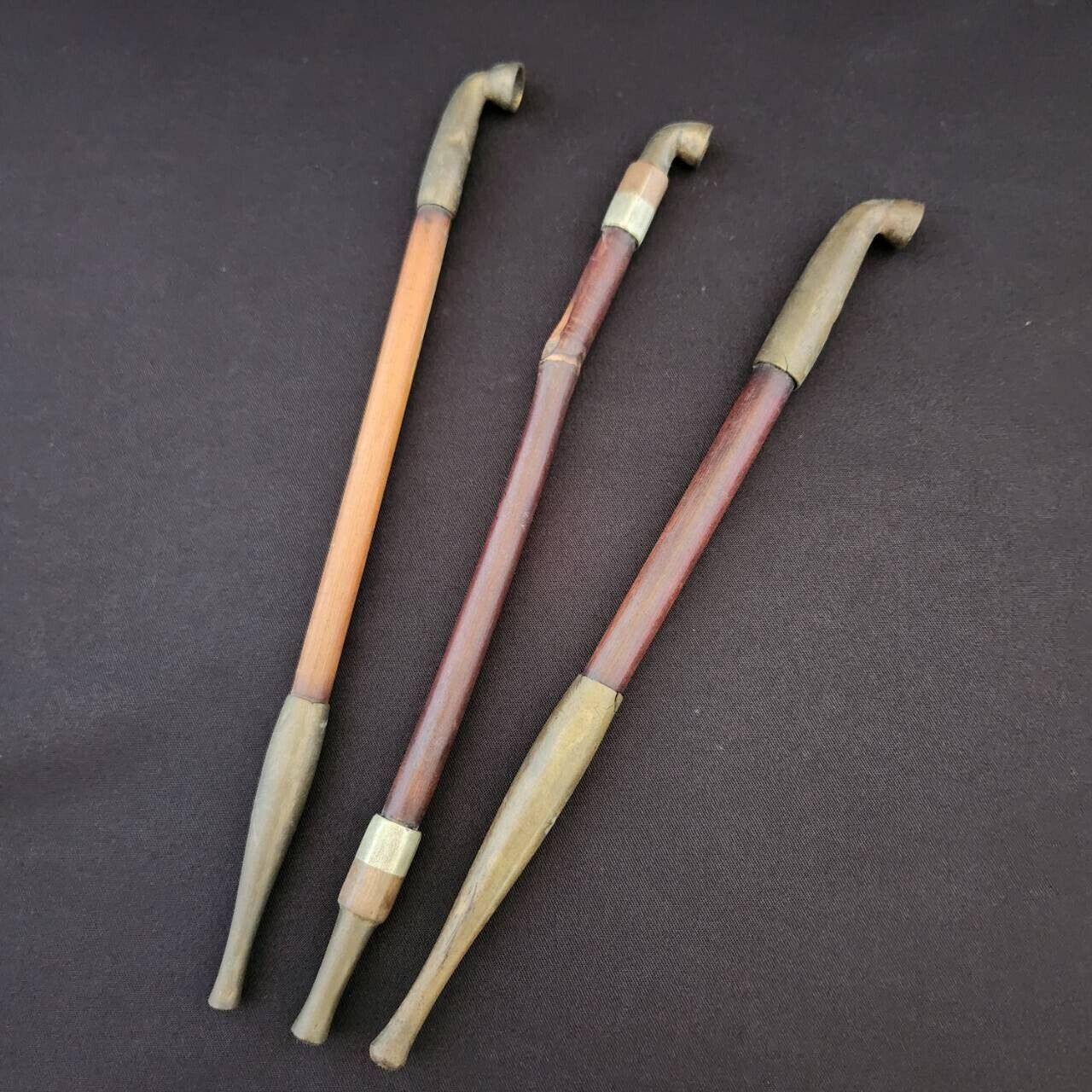 Vintage Japanese Bamboo Kiseru Pipes TABACO Pipes Set of 3 Vintage original
