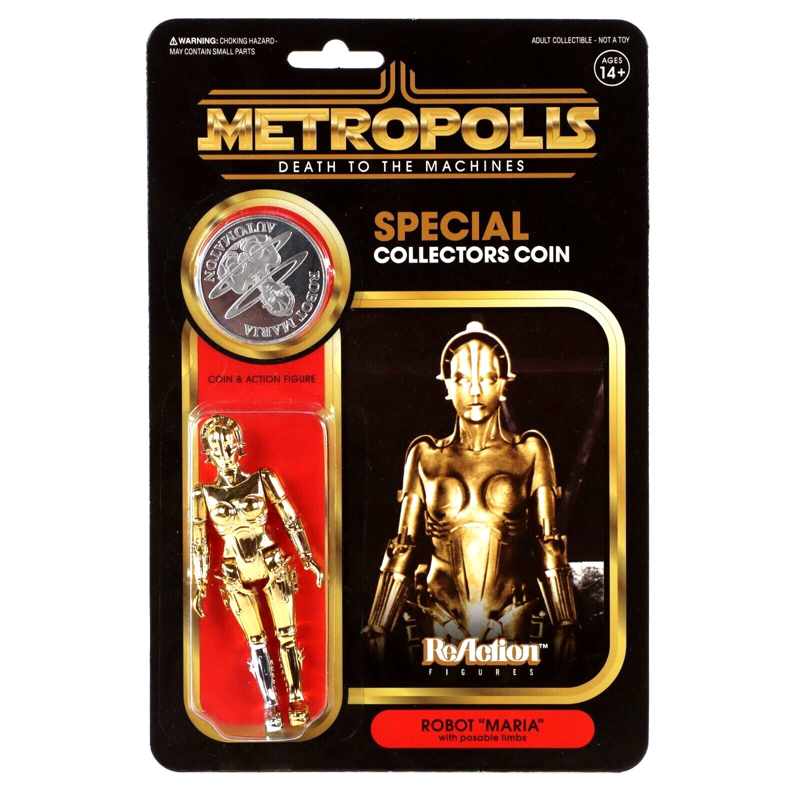 Super7 ReAction Metropolis Robot Maria Coin Figure SDCC 2018 Punched Card Sealed