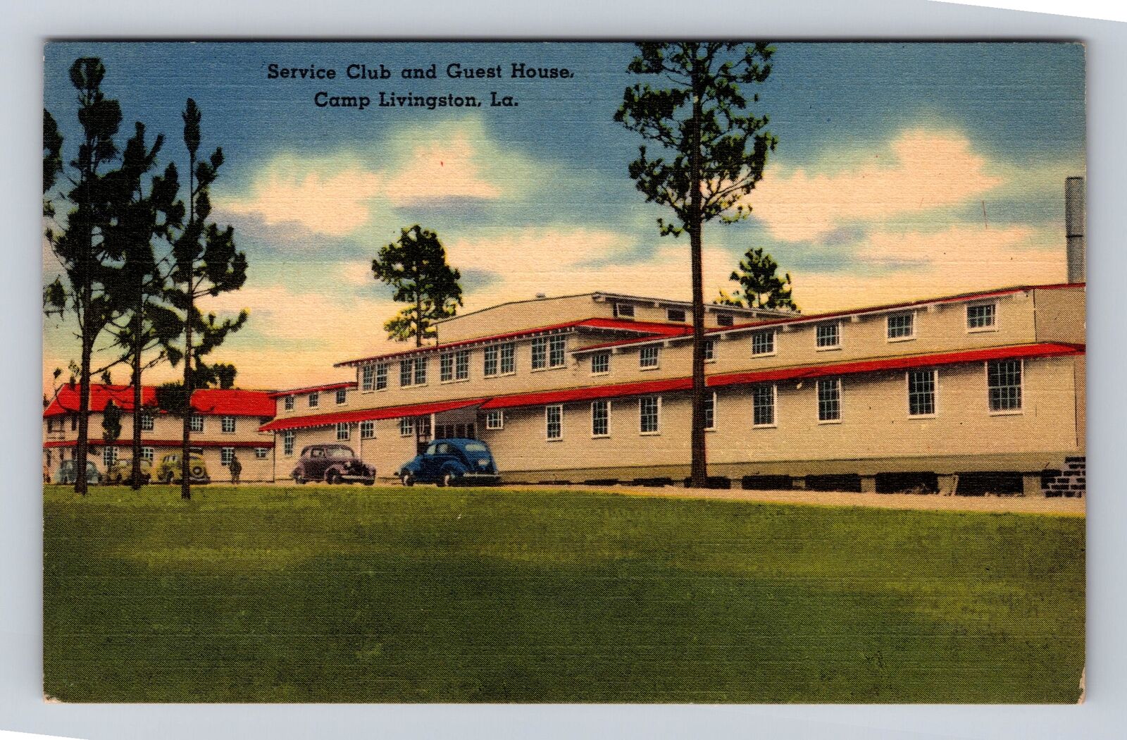 Camp Livingston LA-Louisiana, Service Club And Guest House, Vintage Postcard