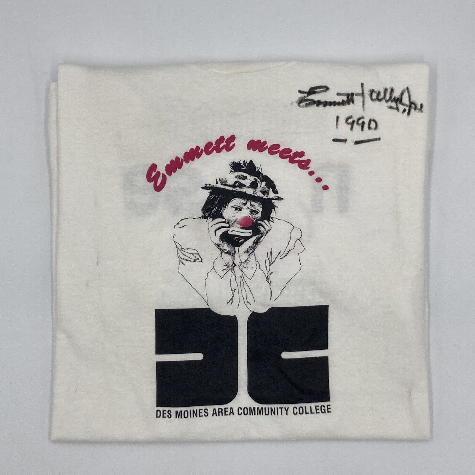 Vintage Emmett Kelly Jr Autographed ￼Clown T-Shirt 1990 DMACC