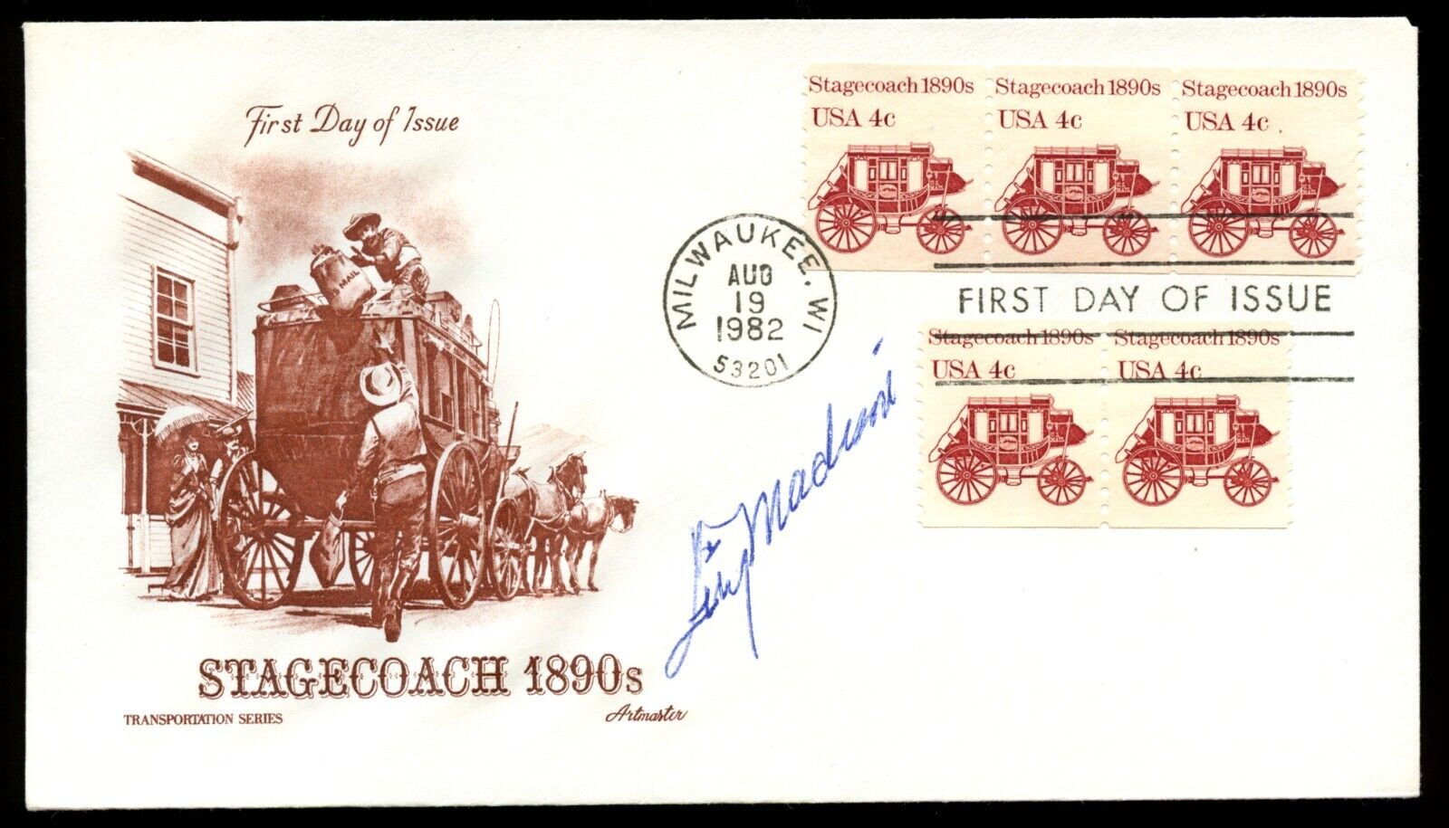 Guy Madison d1996 signed autograph Postal Cover FDC Actor Wild Bill Hickok BAS