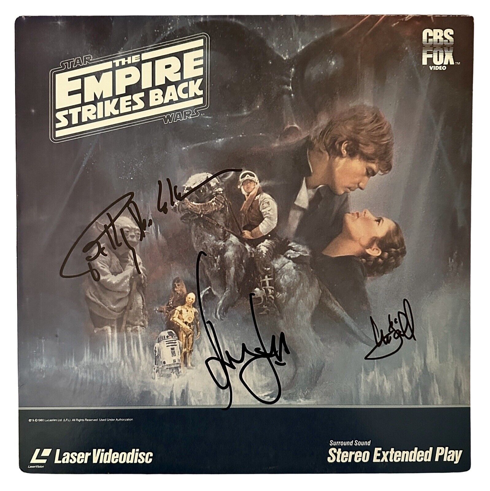 Harrison Ford Mark Hamill Billy Dee Signed Star Wars Empire Strikes Back Laser