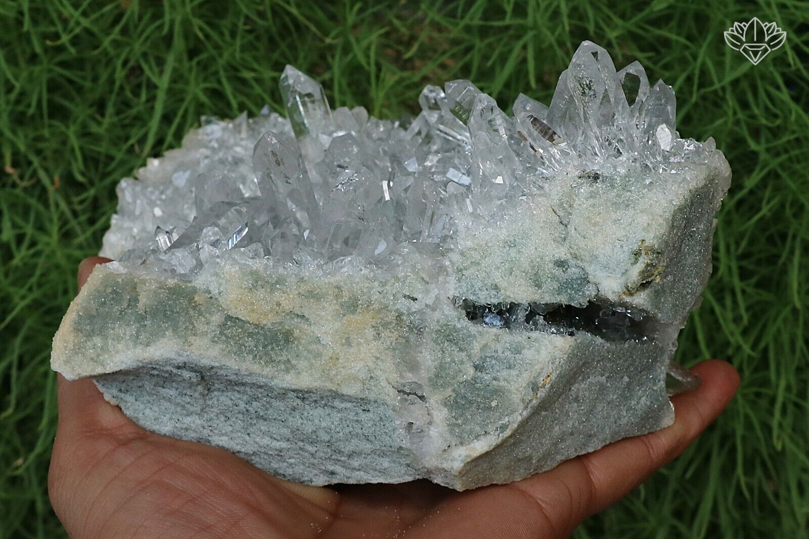 AAA+ Himalayan Samadhi Green Chlorite Natural Minerals 1.775 Kgs Quartz Specimen