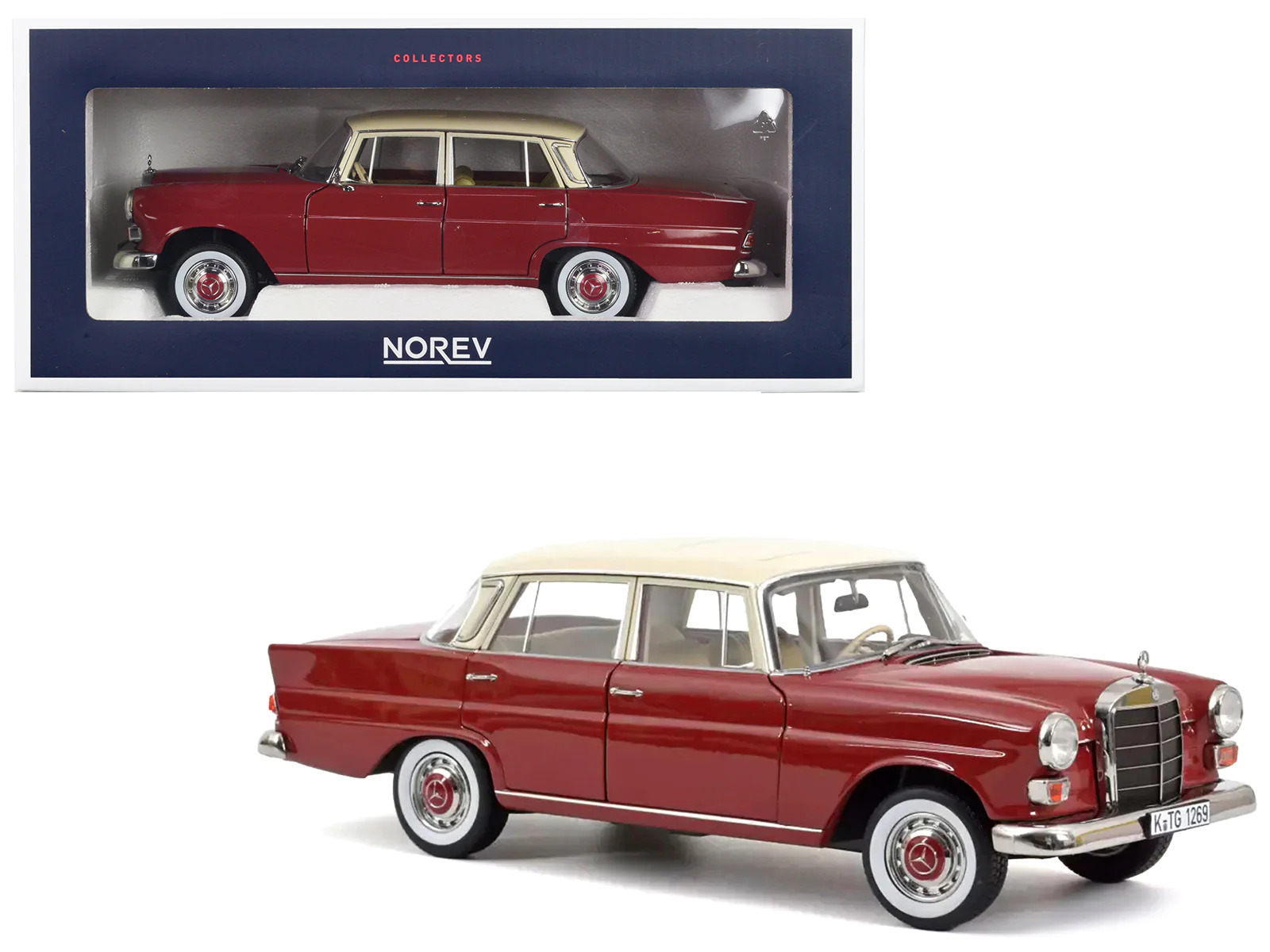 1966 Mercedes-Benz 200 Red with Beige Top 1/18 Diecast Model Car