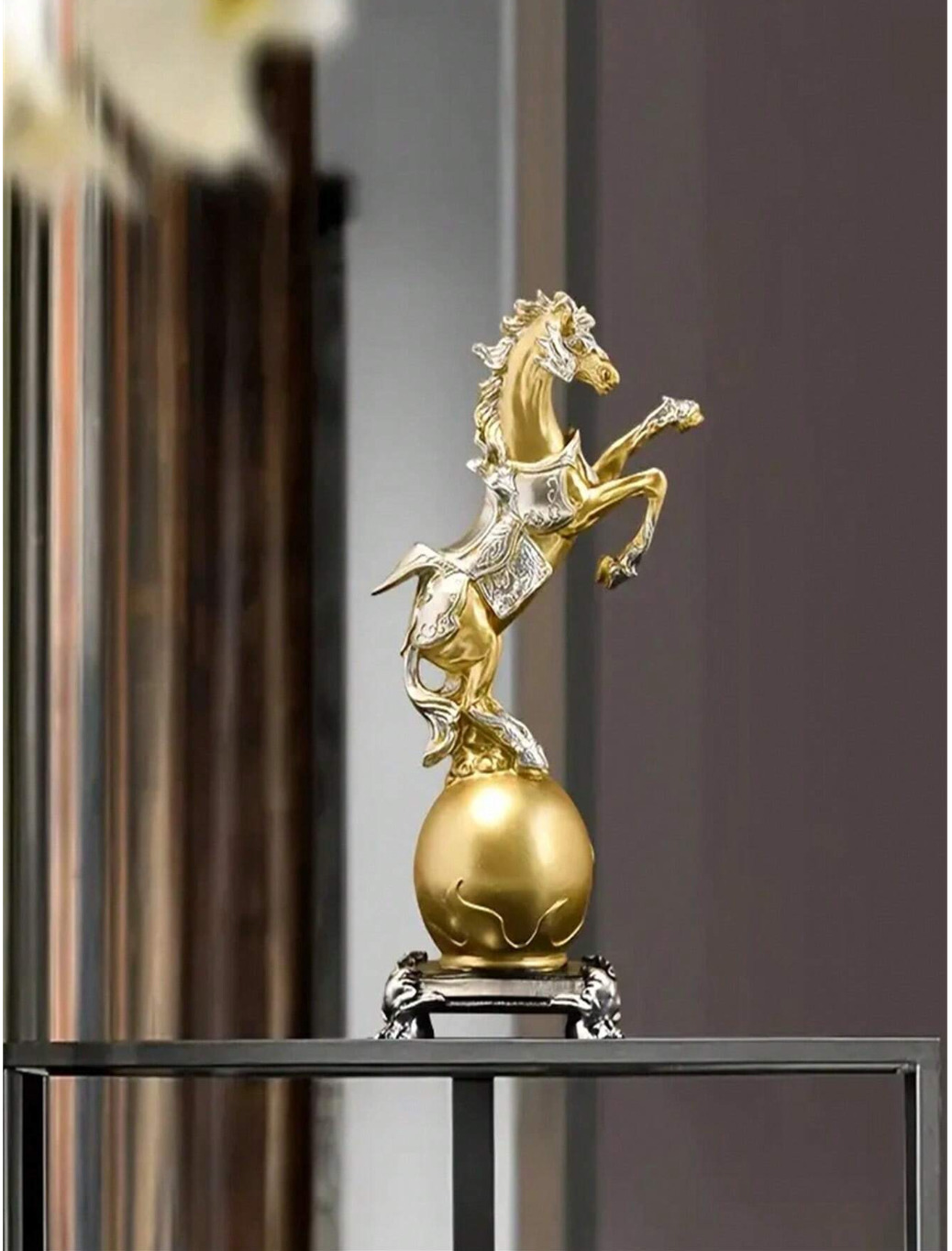 8\'\' Luxury Horse Statue Decorative Golden Horse Figurine Vintage Style For Decor