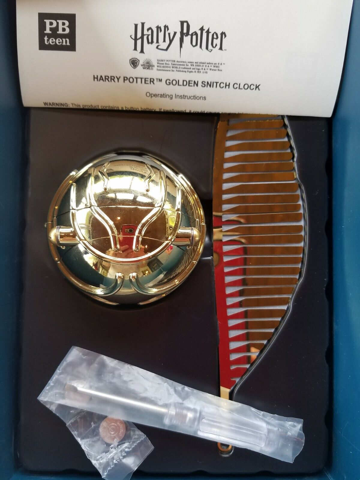 Pottery Barn Teen Harry Potter Golden Snitch Clock Gold 7\