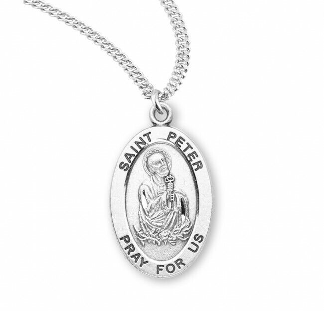 St. Peter 24 Inch Sterling Silver Necklace 