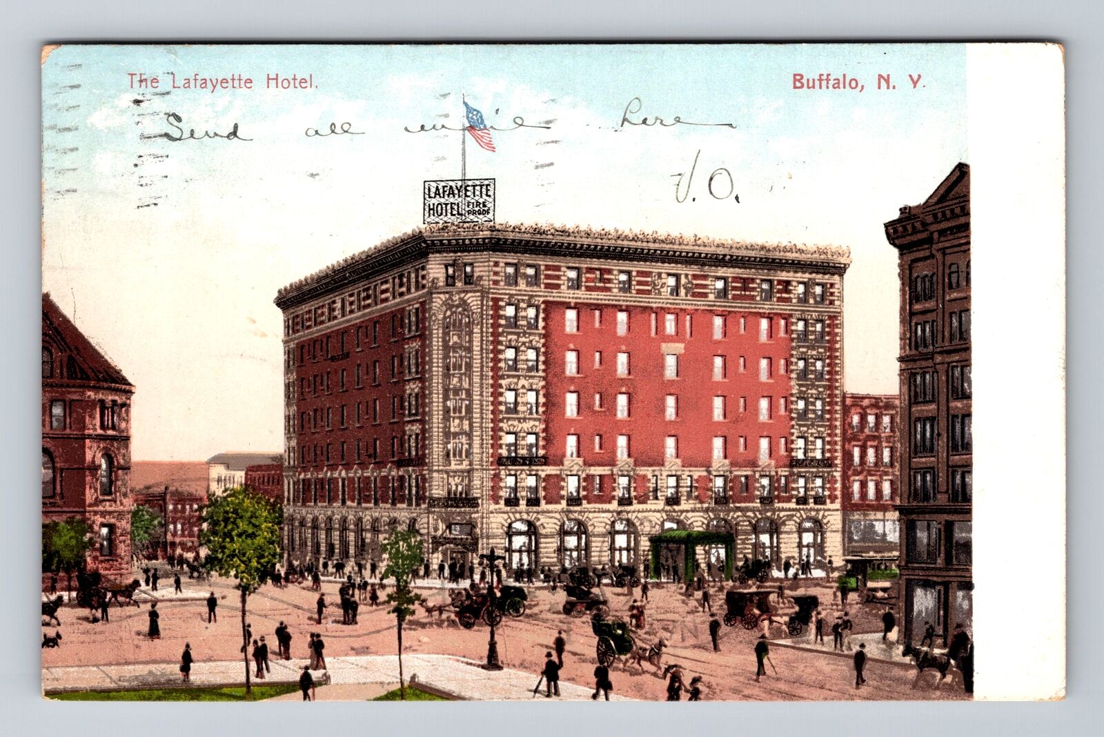 Buffalo NY-New York, The Lafayette Hotel, Advertising Vintage c1907 Postcard