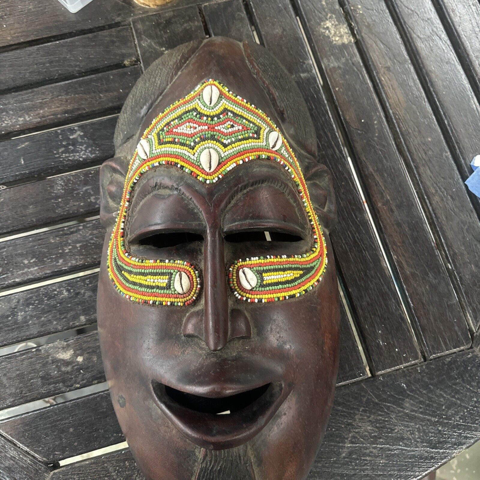 African Beaded Shell Mask Beautiful Tribal ONE OF A KIND Kenya