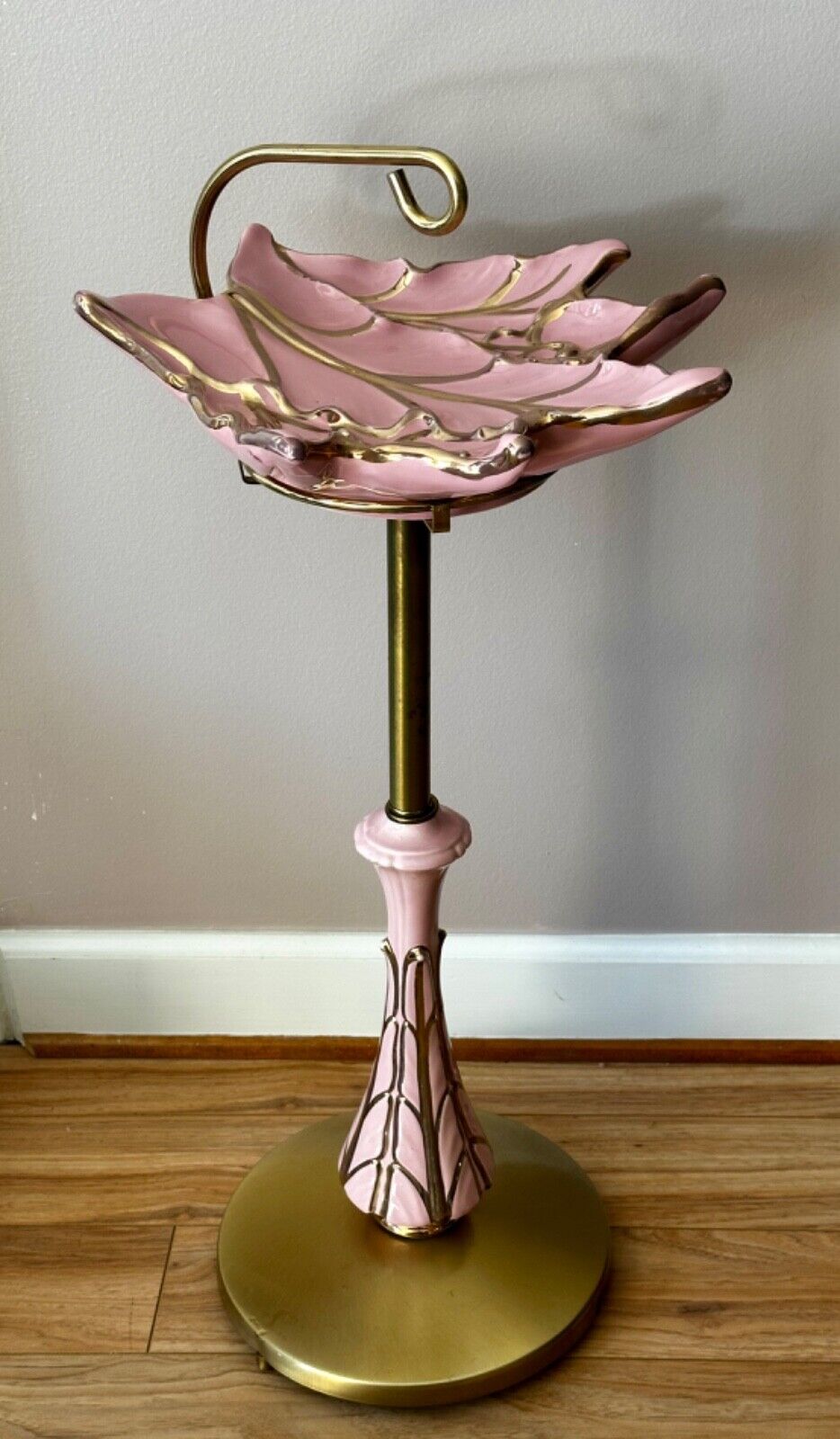RARE Pink and Gold MCM Leaf Floor Ashtray READ