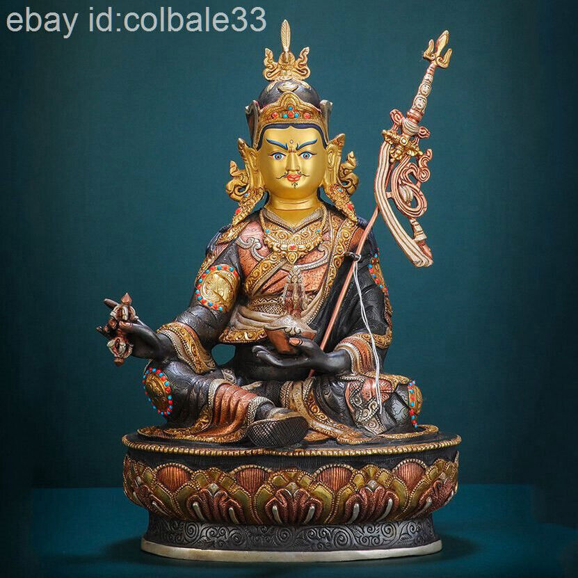 37cm Nepal Red Copper Padmasambhava buddha statue Tibet Guru Rinpoche Lotus-Born