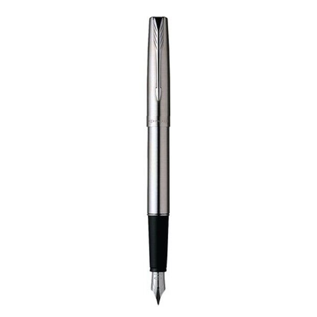Parker  Frontier Fountain Pen  Stainless Steel Fine Pt  New In Box Made In Uk
