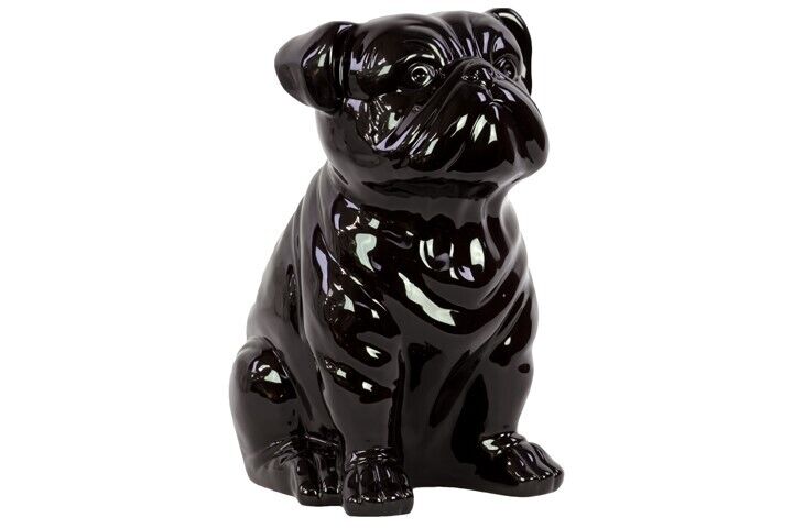 Urban Trends Collection 46649 Ceramic Sitting British Bulldog Figurine Black