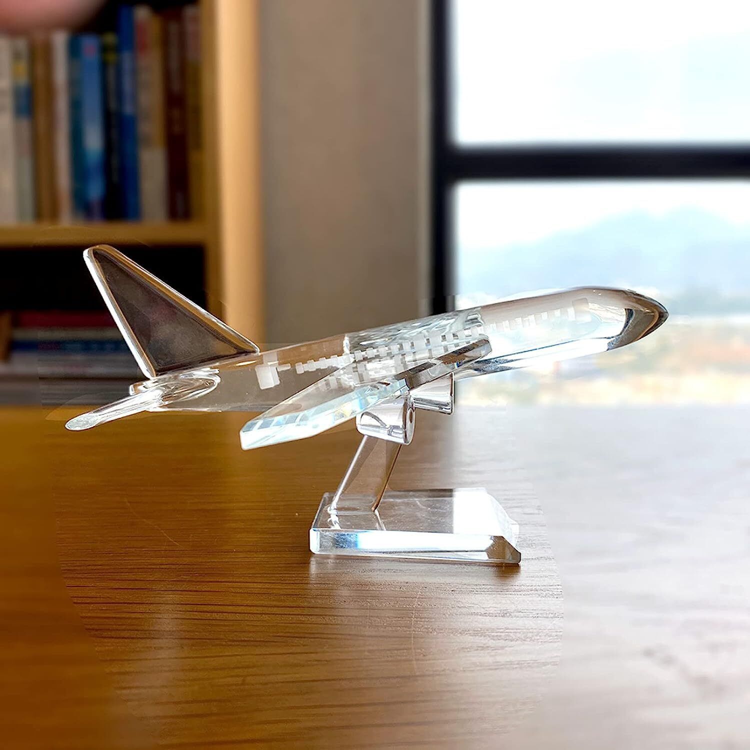 Clear Crystal Aircraft Figurines Glass Airplane Paperweight Ornament