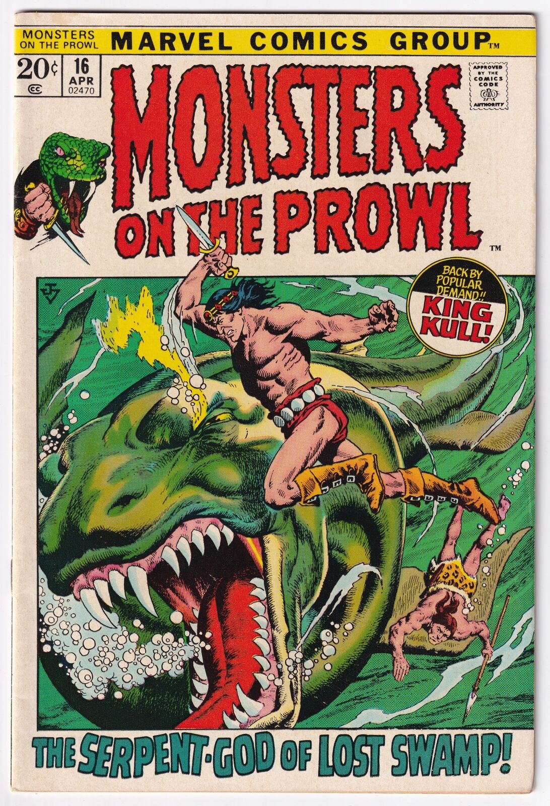 Marvel Monsters on the Prowl #16 Comic Book 1972 King Kull The Forbidden Swamp B