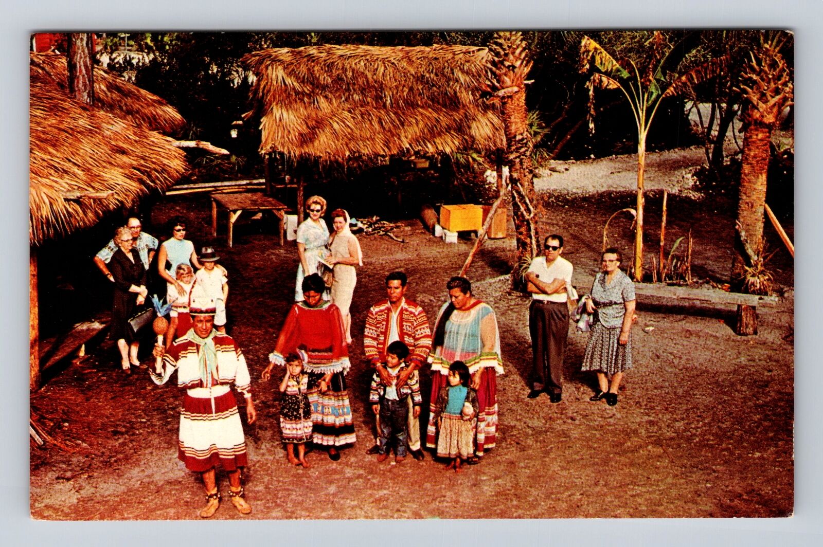 Sarasota FL-Florida, Indian Village at Floridaland, Antique Vintage Postcard