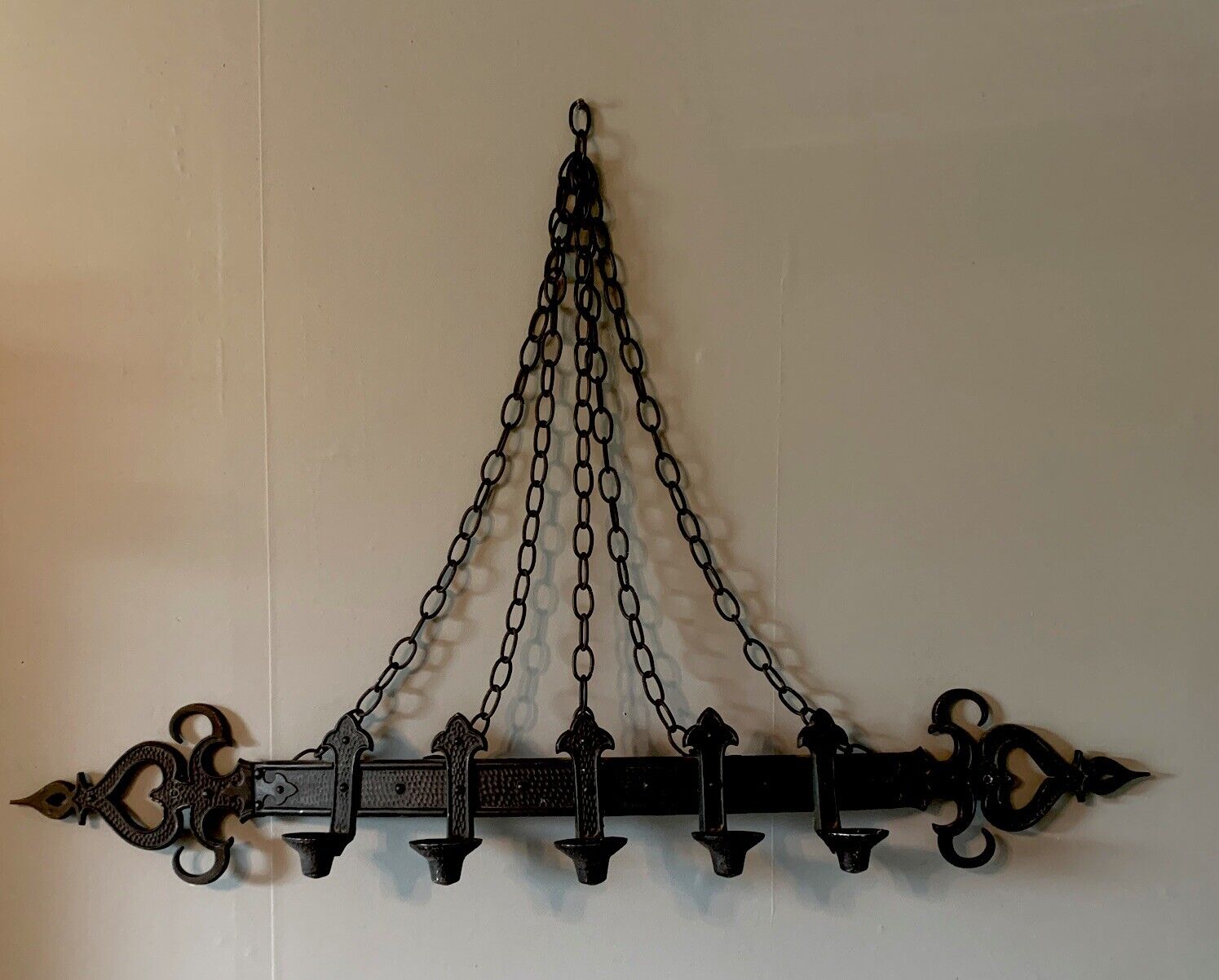Vtg SPANISH Revival Mission Sexton wrought iron Gothic candle holder sconce 47”