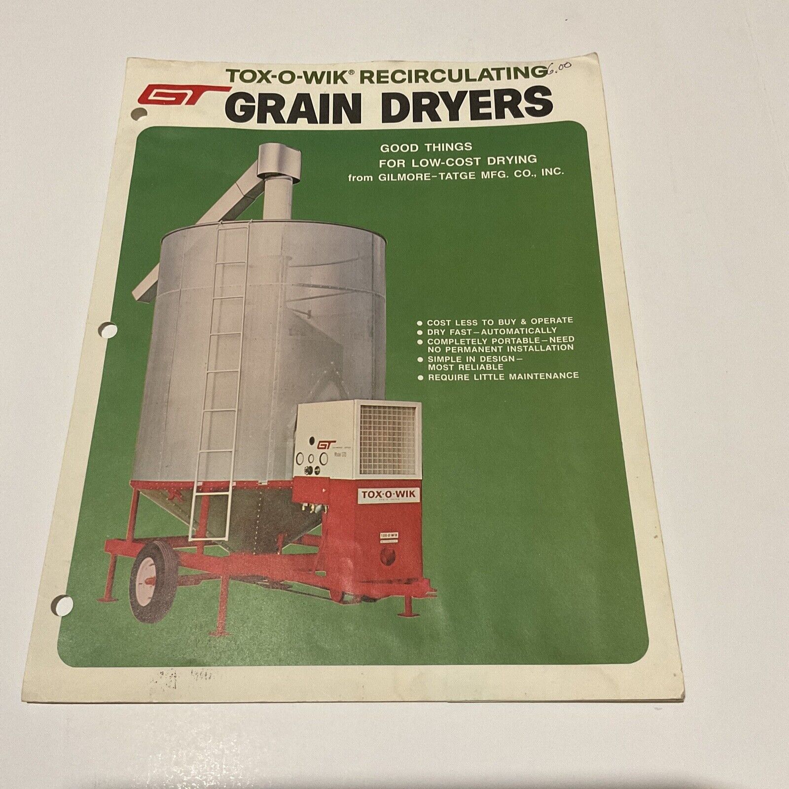 GT Tox-O-Wik Recirculating Grain Dryer Brochure Vintage BAOH Prop Set Design