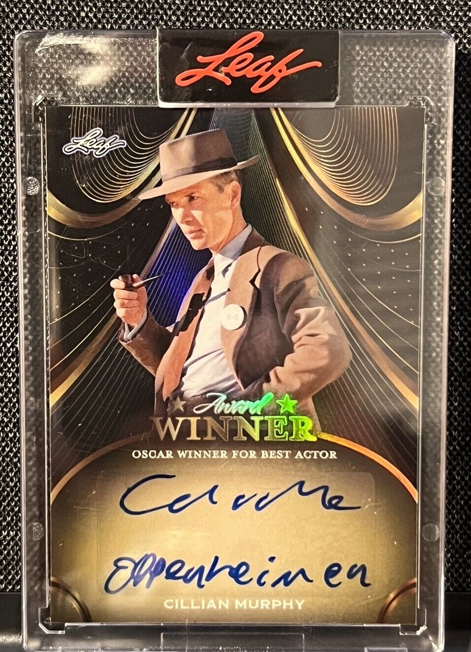 CILLIAN MURPHY Signed Leaf Card Inscribed Oppenheimer - LE OF 40 Oscar In Hand