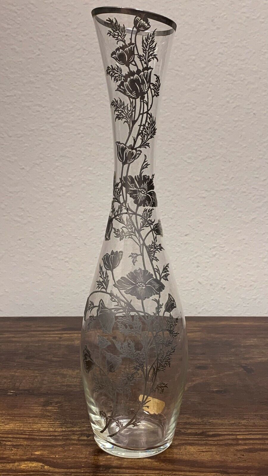 VTG Estate Sterling Silver on Crystal 13” Vase Nice 23 