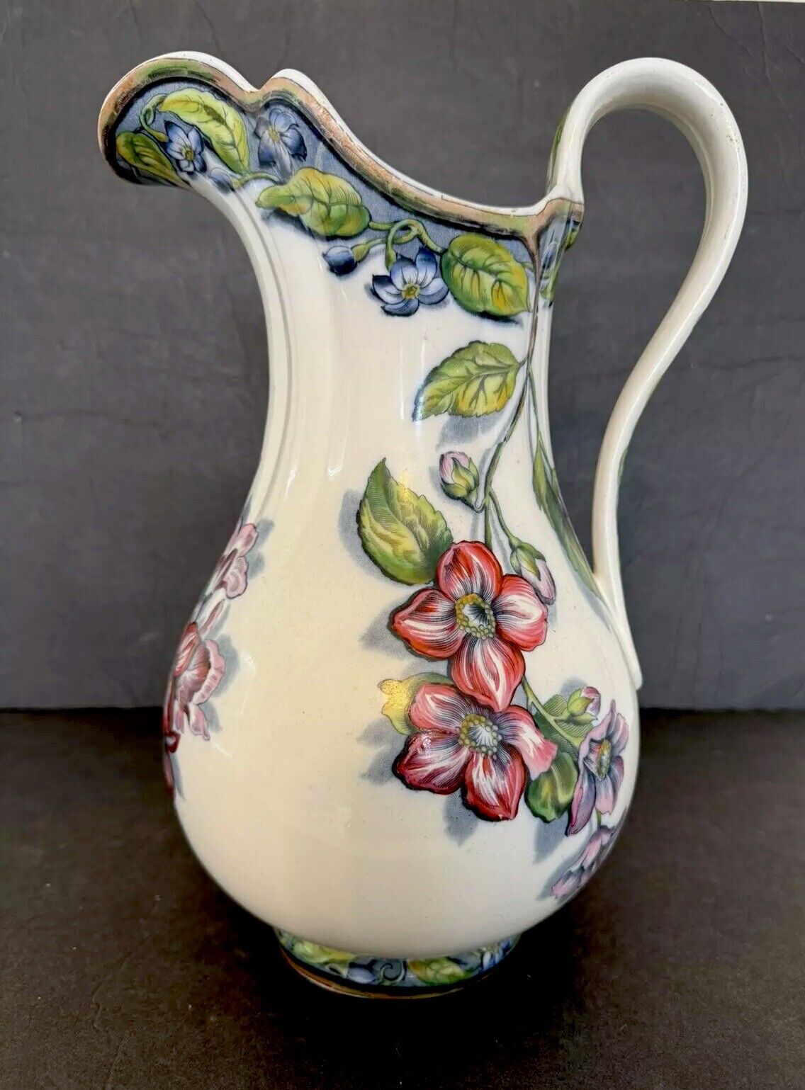 Antique Copeland Late Spode Porcelain Pitcher Large Jug 13 Inch Floral Exquisite