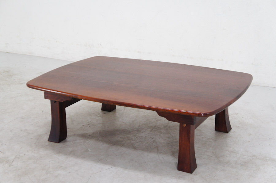 Japan Vintage Wood Low Table KEYAKI 105cm Folding Legs  950h07