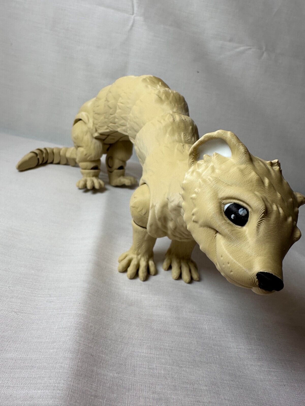 Articulated Ferret 3D Printed Display Piece Fidget Desert Tan