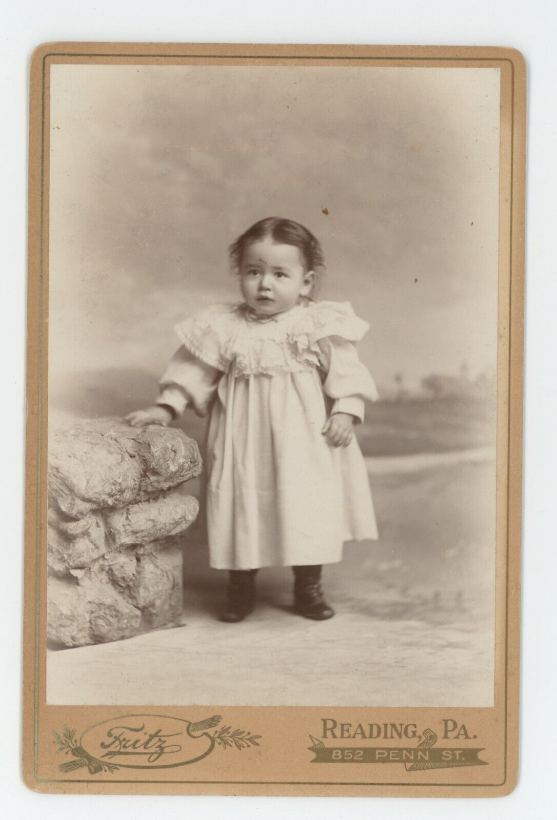 Antique c1880s ID'd Cabinet Card Adorable Little Girl Jane Halterman Reading, PA