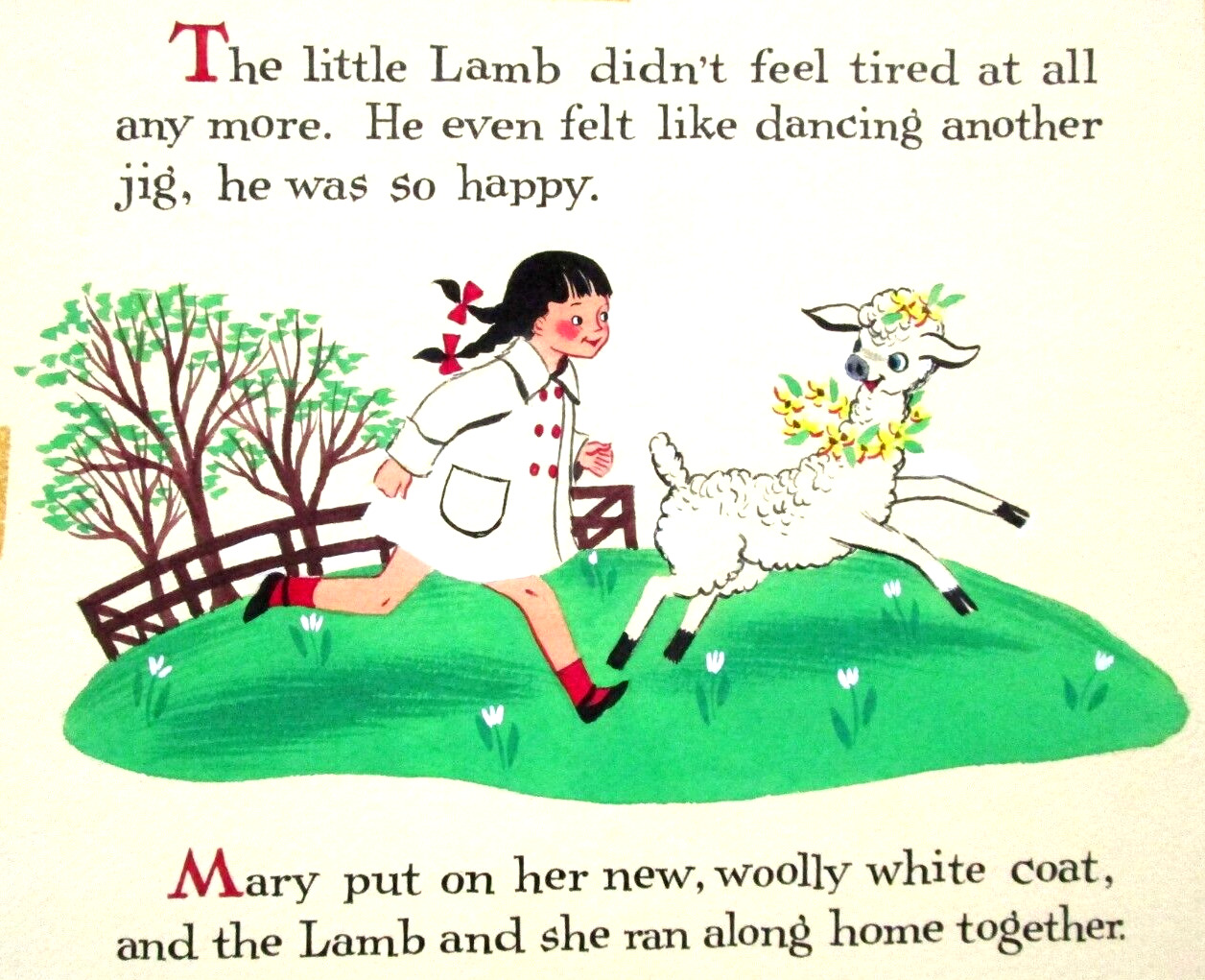 MARY\'S LITTLE LAMB DOLLIE TINGLE 1940s ORIGINAL drawing art BOOK PAINTING