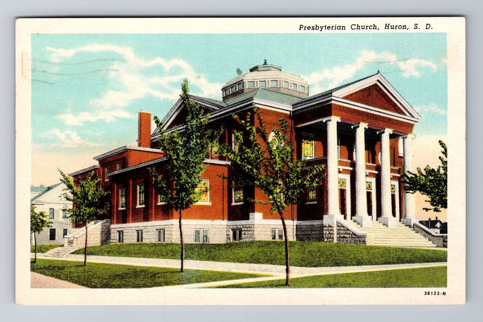 Huron SD-South Dakota, Presbyterian Church, Religion, Vintage c1949 Postcard