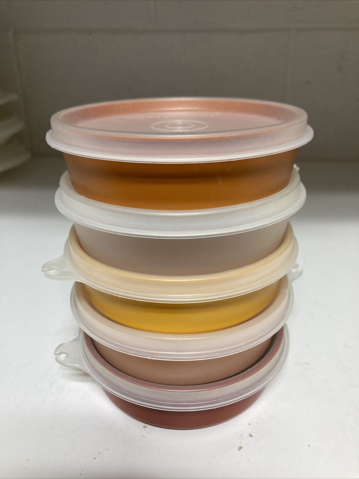 VTG Tupperware Small Wonders Cereal Storage Bowls Harvest Colors Set of 5 W/ Lid