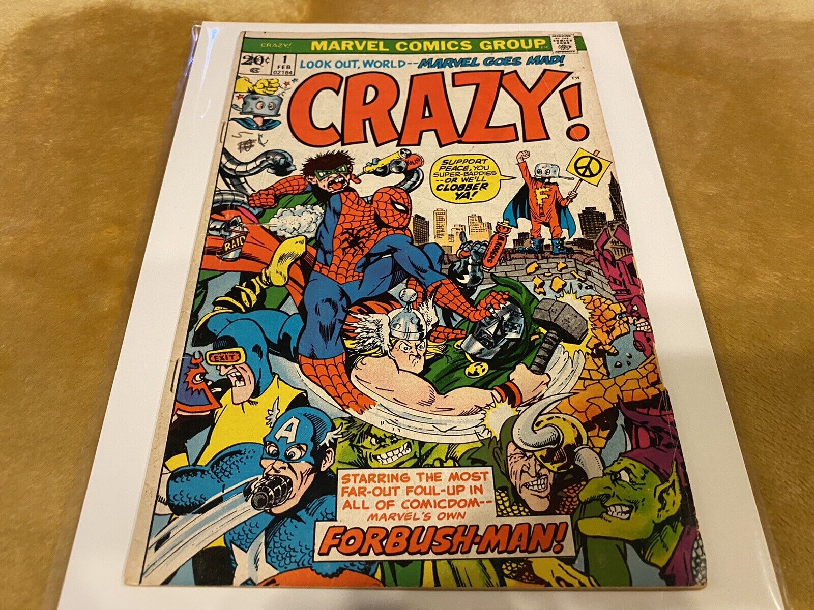 1972 Marvel Comics Crazy #1 Iconic Humor/Parody Issue Early App of Forbush Man