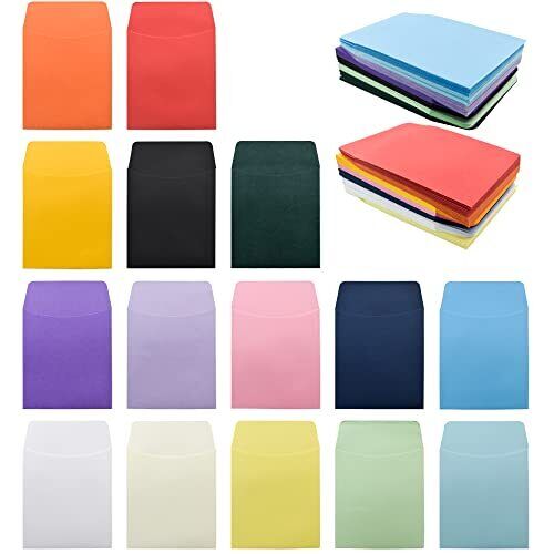 150 Pieces Library Card Pockets Colorful Small Envelopes Non-Adhesive Packets E
