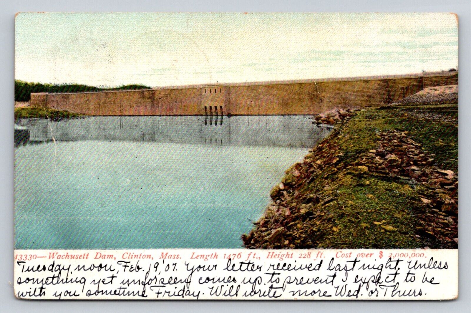 c1905 Wachusett Dam Clinton Massachusetts P428
