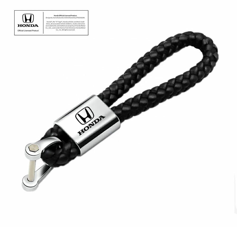 Honda Black Leather Rope Keychain