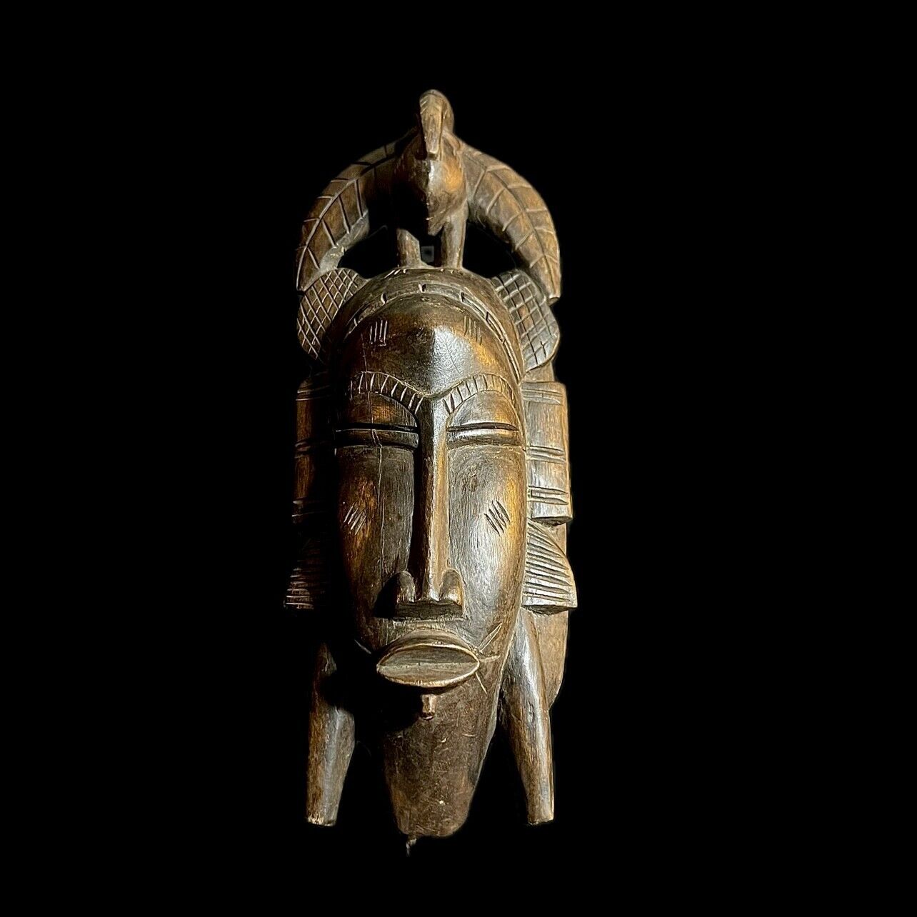 African Senufo Kpelie Mask Tribal Face Color Wall Hanging-G1178