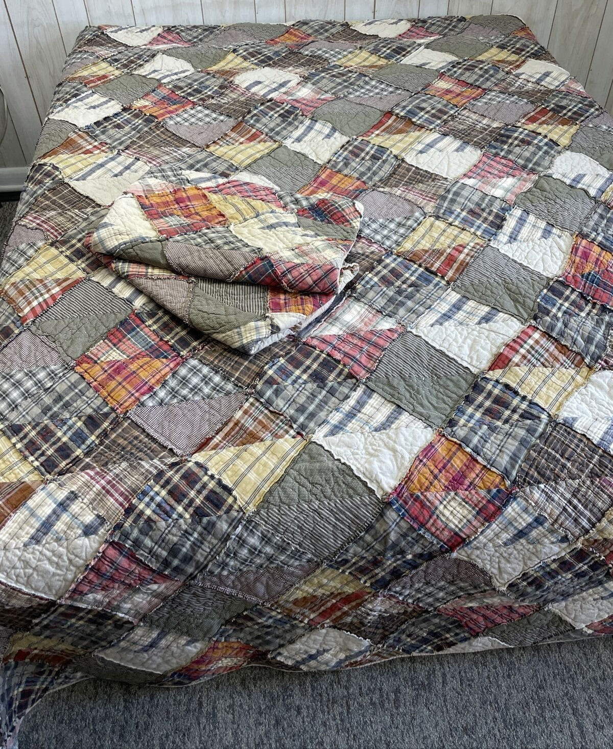 Full Queen Size Rustic Quilt Comforter Sham Set Plaid Mountain Farmhouse Bedding