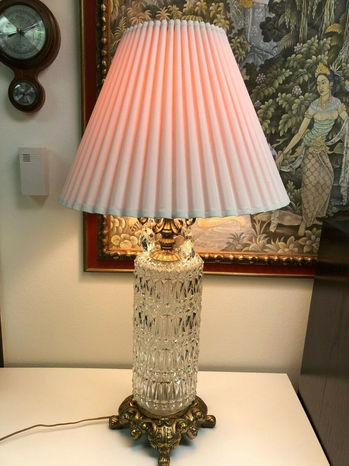 Vintage Glass Cylinder Prism Table Lamp, 35\