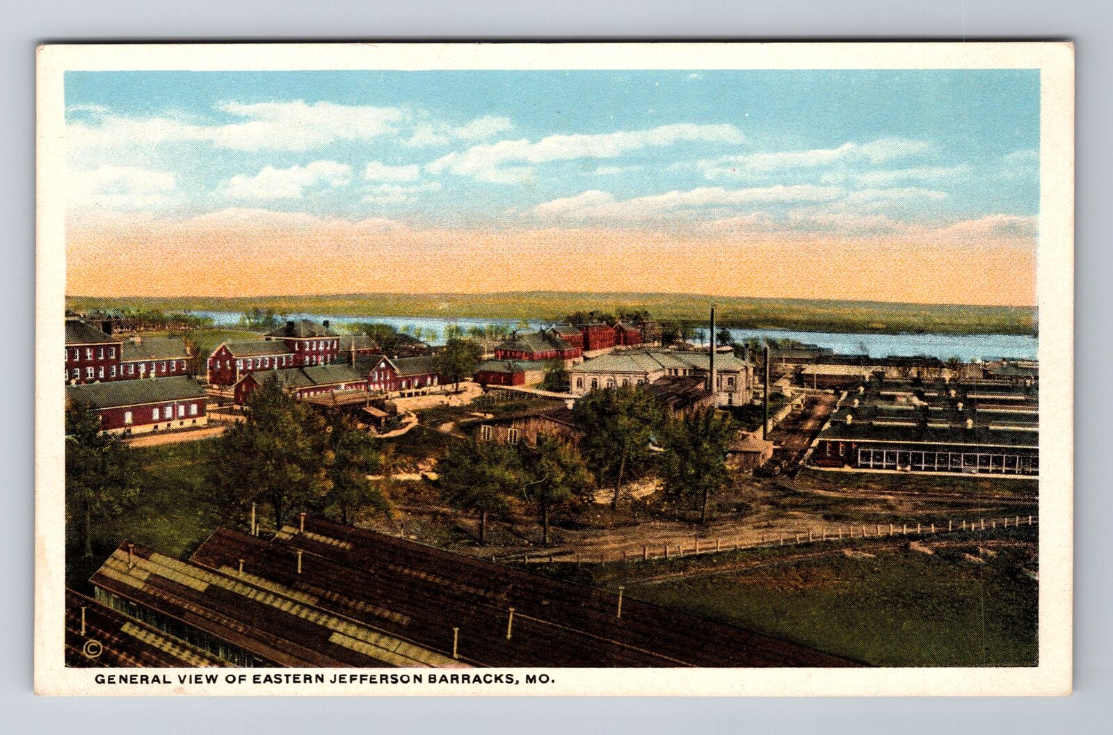 East Jefferson Barracks MO-Missouri, Aerial View, Antique Vintage Postcard